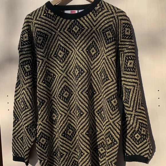 Gold and Black Geometic Sweater/Sweater Dress - Picture 5 of 6